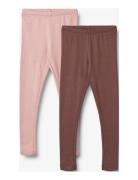 2 Rib Leggings Maddy Bottoms Leggings Pink Wheat