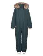 Snowsuit W. Fake Fur Outerwear Coveralls Snow-ski Coveralls & Sets Green En Fant