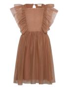 Dress Mesh W. Glitter Dresses & Skirts Dresses Casual Dresses Sleeveless Casual Dresses Brown Minymo