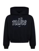 Nike Fleece Boxy Pullover Tops Sweatshirts & Hoodies Hoodies Black Nike