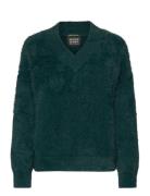 Fluffy V-Neck Relaxed Pullover Tops Knitwear Jumpers Green Scotch & Soda