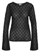 Nmline L/S Boat Neck Lace Top Jrs Tops Blouses Long-sleeved Black NOISY MAY