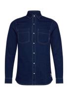 Regular Fit Premium Indigo Twill Washed Shirt Tops Shirts Casual Navy Scotch & Soda