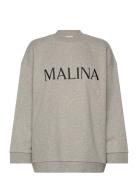 Malina Over D Collage Sweater Tops Sweatshirts & Hoodies Sweatshirts Grey Malina