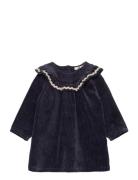 Dress Velour Corduroy Dresses & Skirts Dresses Casual Dresses Long-sleeved Casual Dresses Navy En Fant