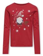 Kogxmas Life Yrsa Life Reg L/S Top Jrs Tops T-shirts Long-sleeved T-Skjorte Red Kids Only