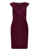 Jersey Off-The-Shoulder Cocktail Dress Kort Kjole Burgundy Lauren Ralph Lauren