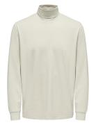 Onsarbor Reg Roll Neck Tops Knitwear Turtlenecks Cream ONLY & SONS