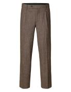 Slh196-Straight Alberto Wool Pant Bottoms Trousers Casual Brown Selected Homme