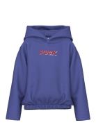 Nkfolanja Ls Short Loose Swe Wh Bru Pb Tops Sweatshirts & Hoodies Hoodies Blue Name It