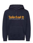 Established 1973 Embroidery Logo Brush Back Hoodie Dark Sapphire Tops Sweatshirts & Hoodies Hoodies Navy Timberland