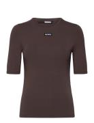 Short Sleeve T-Shirt Tops T-shirts & Tops Short-sleeved Brown ROTATE Birger Christensen