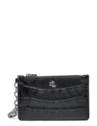 Croc-Embossed Leather Zip Card Case Bags Card Holders & Wallets Card Holder Black Lauren Ralph Lauren