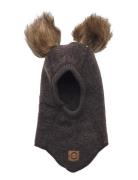 Wool Fullface W. Pom Pom Accessories Headwear Balaclava Brown Mikk-line