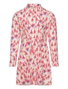 Fuchsia Aop Ls Dress Dresses & Skirts Dresses Casual Dresses Long-sleeved Casual Dresses Pink Mini Rodini