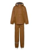 Pu Rain No Susp. Recycled Outerwear Rainwear Rainwear Sets Brown Mikk-line