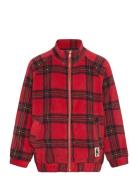 Check Aop Fleece Jacket Outerwear Fleece Outerwear Fleece Jackets Red Mini Rodini