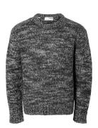 Slhpepper Ls Knit Relaxed Mock Neck Tops Knitwear Round Necks Black Selected Homme