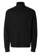 Slhcody Ls Knit Relaxed Roll Neck Tops Knitwear Long Sleeve Knitted Polos Black Selected Homme