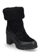 Coraline Shearling-Trim Suede Bootie Shoes Boots Ankle Boots Ankle Boots With Heel Black Lauren Ralph Lauren