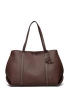 Pebbled Leather Large Emerie Tote Bag Shopper Taske Brown Lauren Ralph Lauren