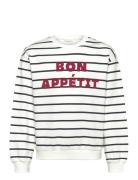 Message Striped Sweatshirt Tops Sweatshirts & Hoodies Sweatshirts White Mango