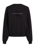 Chenille Monologo Crewneck Tops Sweatshirts & Hoodies Sweatshirts Black Calvin Klein Jeans