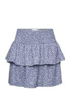 Ruffle Flower Print Skirt Dresses & Skirts Skirts Short Skirts Blue Mango