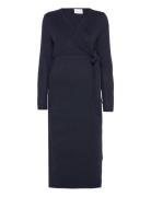 Mlfie Tess L/S Knit Midi Dress 2F Knælang Kjole Navy Mamalicious