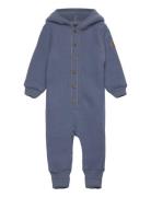 Wool Baby Suit W. Hood Outerwear Fleece Outerwear Fleece Suits Blue Mikk-line