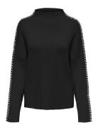 Onlqueenie Ls Contrast High Neck Prm Knt Tops Knitwear Jumpers Black ONLY