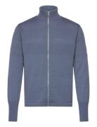 Wool Klemens Zip Knit Tops Knitwear Full Zip Jumpers Blue Mads Nørgaard