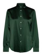 Classic Fit Silk Shirt Tops Shirts Long-sleeved Khaki Green Polo Ralph Lauren