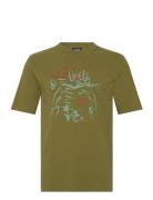 Linen Blend Front Artwork T-Shirt Tops T-Kortærmet Skjorte Green Scotch & Soda