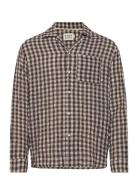 Seersucker Wool Blend Check Shirt Tops Shirts Casual Brown Scotch & Soda