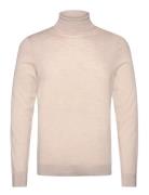 Slhtray Ls Knit Merino Roll Neck Noos Tops Polos Long-sleeved Beige Selected Homme