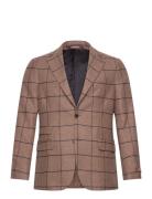 Windowpane Wool Jkt Designers Blazers Single Breasted Blazers Brown Morris