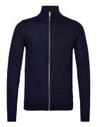 Merino Stand Up Collar Cardigan Tops Knitwear Full Zip Jumpers Navy Lindbergh