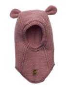 Wool Fullface W Ears Accessories Headwear Balaclava Pink Mikk-line