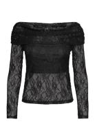 Slfmista Ls Off Shoulder Lace Top Tops T-shirts & Tops Long-sleeved Black Selected Femme