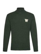 Wwblu Aa Cs Halfzip Tops Knitwear Half Zip Jumpers Green Double A By Wood Wood