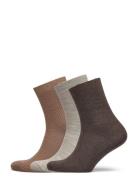 Fine Wool Rib Socks - 3-Pack Lingerie Socks Regular Socks Brown Mp Denmark