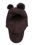 Balaclava Wool Alpaca Pompoms Accessories Headwear Balaclava Brown Huttelihut