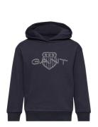 Relaxed Contrast Shield Hoodie Tops Sweatshirts & Hoodies Hoodies Navy GANT