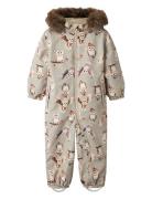 Nmnsnow10 Suit Aop Fo Outerwear Coveralls Snow-ski Coveralls & Sets Beige Name It