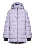 Jacket - Quilt - Long - Aop Outerwear Jackets & Coats Quilted Jackets Purple Color Kids