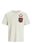 Jjxmas Pocket Tee Ss Crew Neck Jnr Tops T-Kortærmet Skjorte Cream Jack & J S