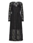 Rwdelilah Long Dress Knælang Kjole Black Rosemunde