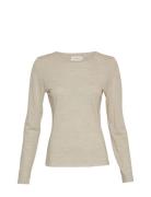 Mschnesmina Top Tops T-shirts & Tops Long-sleeved Beige MSCH Copenhagen