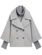 Padded Cape Jacket Uldjakke Jakke Grey Tom Tailor